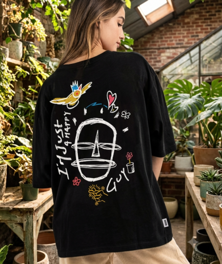 Abstract Face Art Graphic Oversized T-Shirt