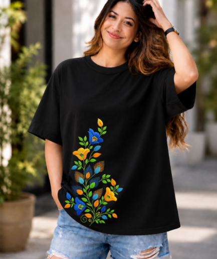 Floral Bloom Graphic Oversized T-Shirt