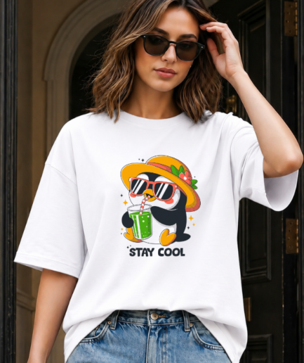 Stay Cool Rainbow Graphic Oversized T-Shirt