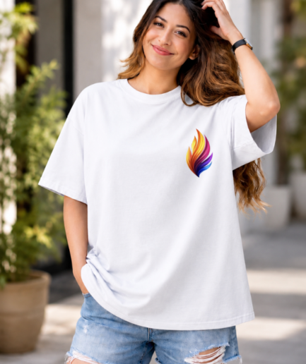 Phoenix Flame Minimal Graphic Oversized T-Shirt