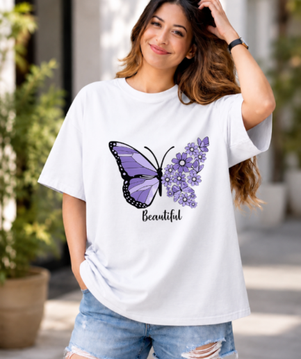 Butterfly Dreams Graphic Oversized T-Shirt