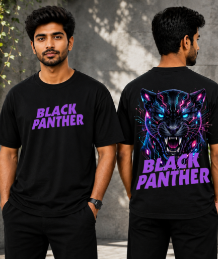 Black Panther Neon Graphic Oversized T-Shirt
