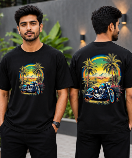 Tropical Sunset Beach Oversized T-Shirt