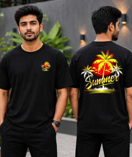 Sunset Paradise Palm Tree Oversized T-Shirt
