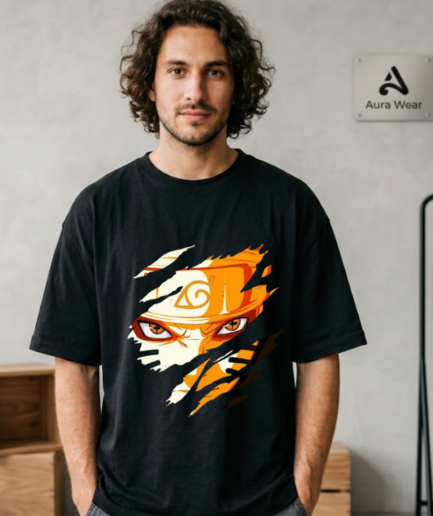 Orange Ninja Anime Oversized T-Shirt