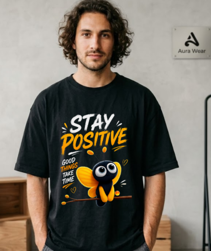 Stay Positive Motivational Oversized T-Shirt