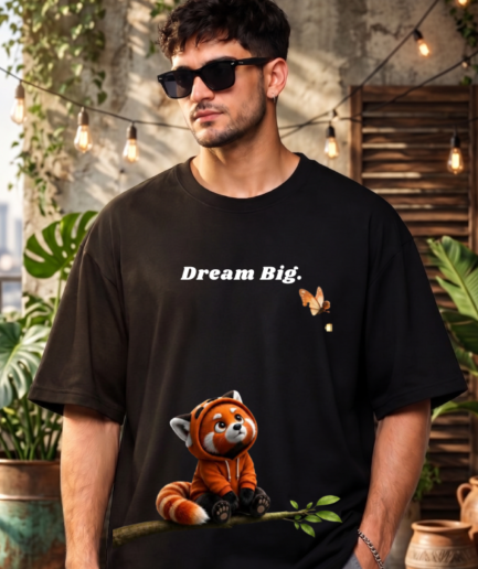 Dream Big Teddy Bear Graphic Oversized T-Shirt