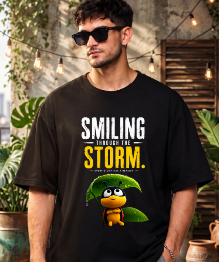 Smiling Through the Storm Motivational Oversized T-Shirt