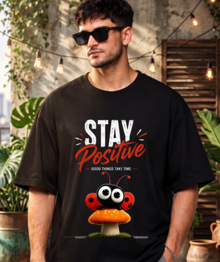 Stay Positive Graphic Oversized T-Shirt