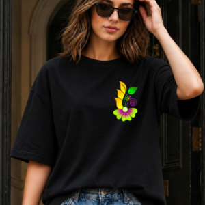 Floral Pocket Graphic Oversized T-Shirt