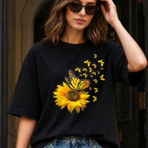 Sunflower Bloom Graphic Oversized T-Shirt