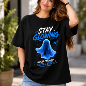 Stay Glowing Motivational Oversized T-Shirt