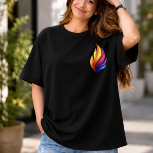 Phoenix Flame Pocket Graphic Oversized T-Shirt