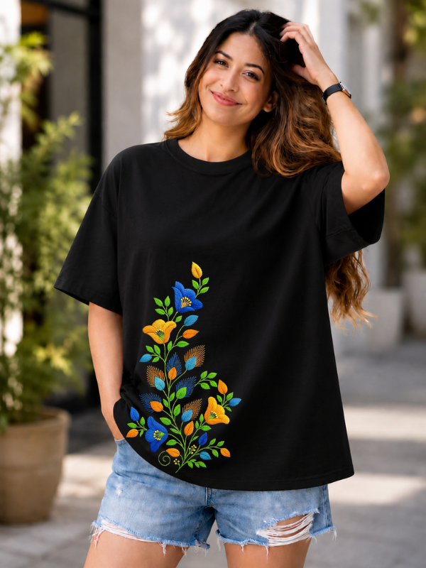 Floral Bloom Graphic Oversized T-Shirt