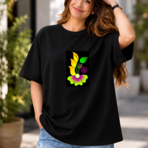 Floral Pocket Graphic Oversized T-Shirt