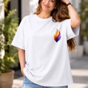 Phoenix Flame Minimal Graphic Oversized T-Shirt
