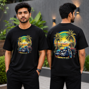 Tropical Sunset Beach Oversized T-Shirt