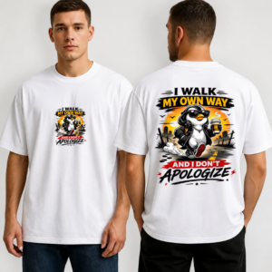 Never Apologize Wolf Graphic Oversized T-Shirt