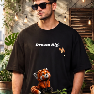 Dream Big Teddy Bear Graphic Oversized T-Shirt