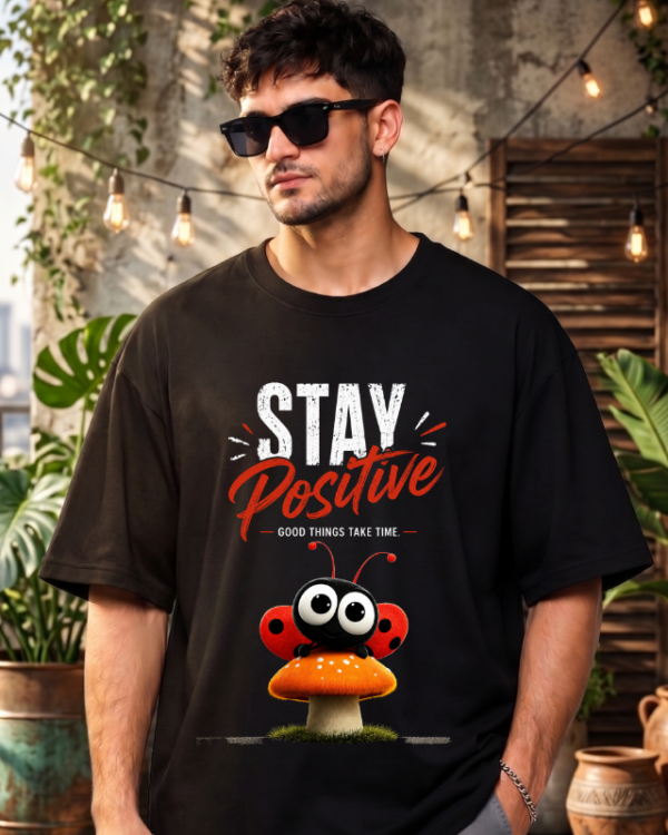 Stay Positive Graphic Oversized T-Shirt